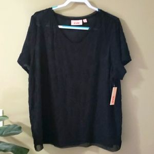 EVRI 2x black floral transparent blouse